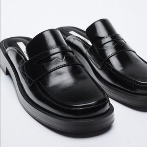 ZARA Leather Penny loafer mules